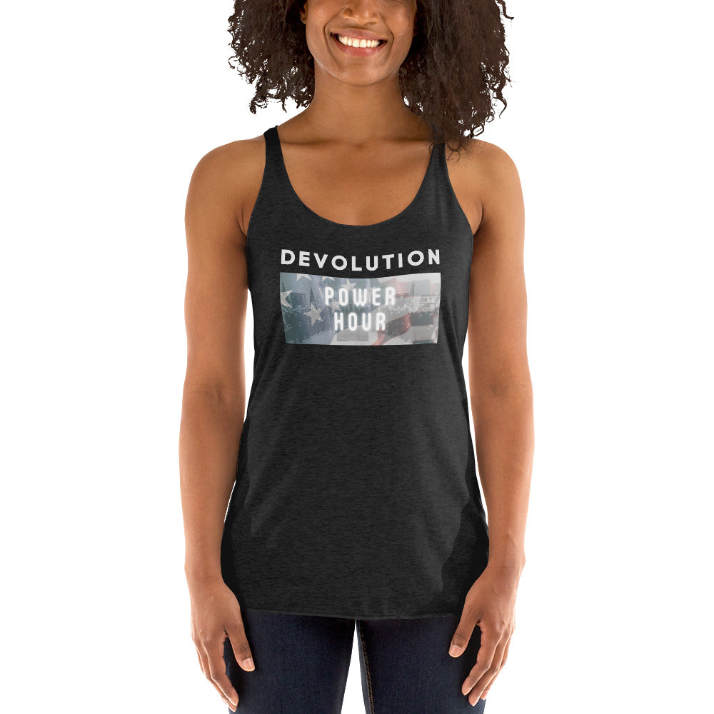 Devolution Power Hour Women's Racerback Tank (light logo)