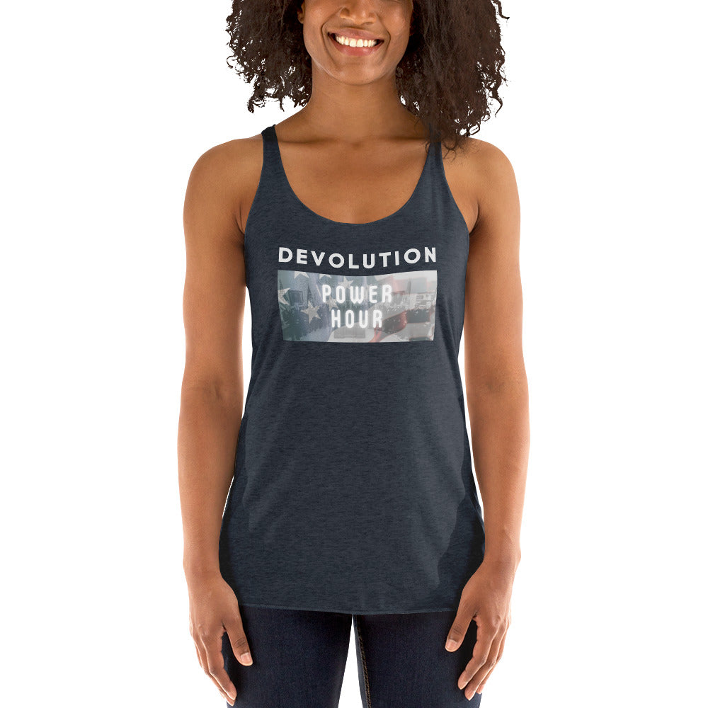 Devolution Power Hour Women's Racerback Tank (light logo)