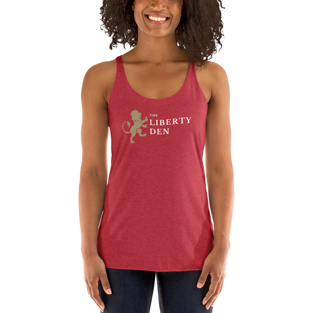 The Liberty Den Women's Racerback Tank (light logo)