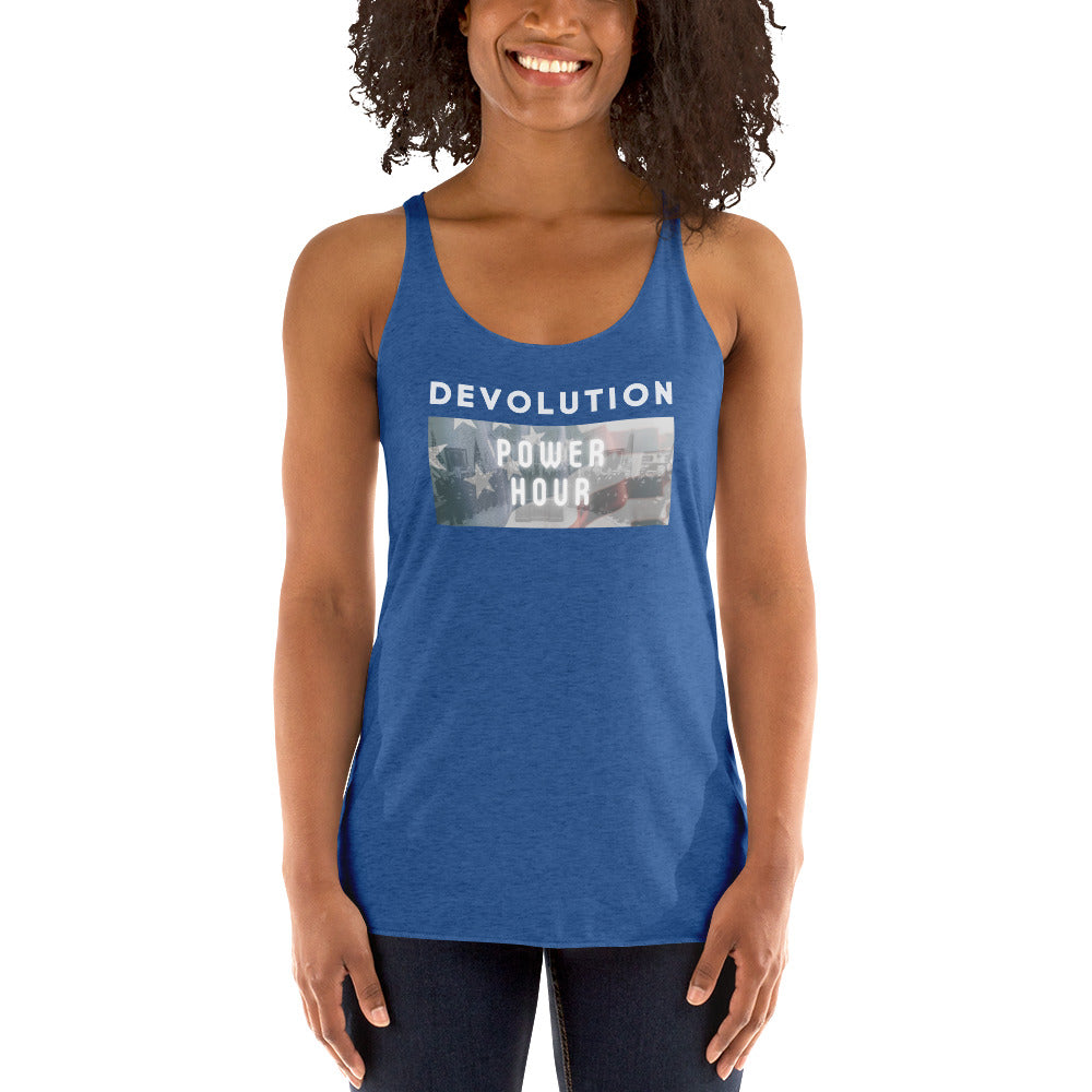 Devolution Power Hour Women's Racerback Tank (light logo)