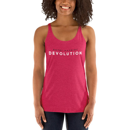 Devolution Women's Racerback Tank (white and gray logo)