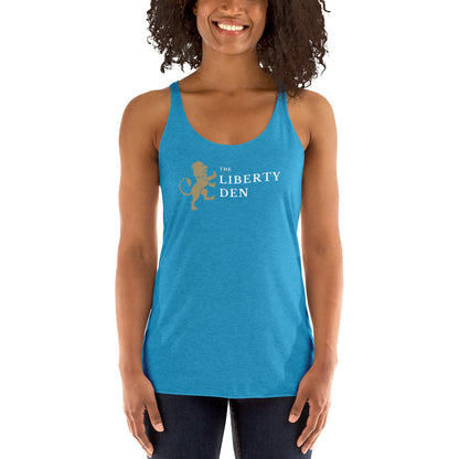 The Liberty Den Women's Racerback Tank (light logo)