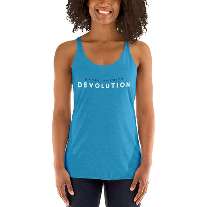 Devolution Women's Racerback Tank (white and gray logo)