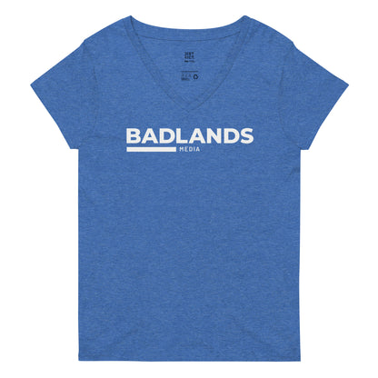 Badlands Women’s Recycled V-Neck T-Shirt (white logo)