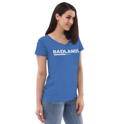 Badlands Women’s Recycled V-Neck T-Shirt (white logo)