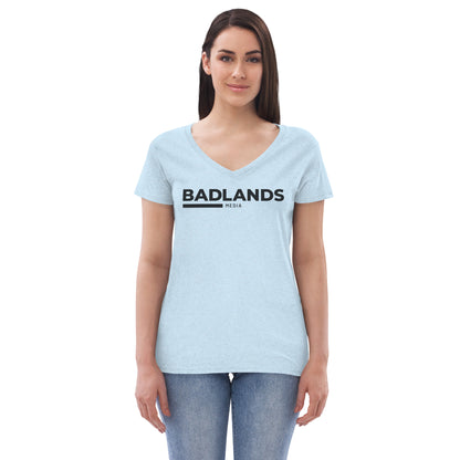 Badlands Women’s Recycled V-Neck T-Shirt (black logo)