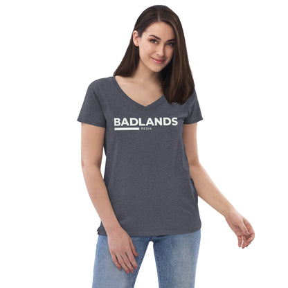 Badlands Women’s Recycled V-Neck T-Shirt (white logo)