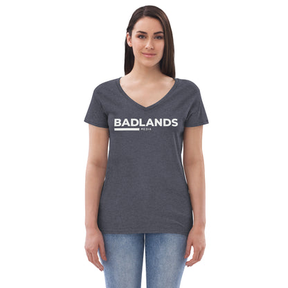 Badlands Women’s Recycled V-Neck T-Shirt (white logo)