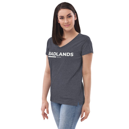 Badlands Women’s Recycled V-Neck T-Shirt (white logo)