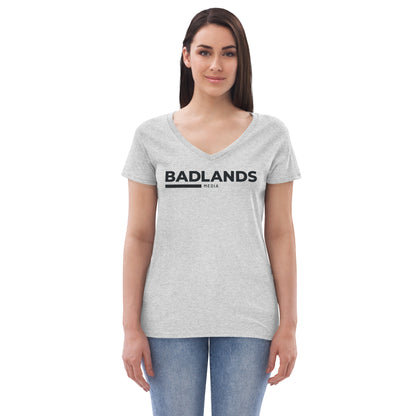 Badlands Women’s Recycled V-Neck T-Shirt (black logo)