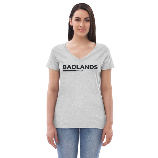 Badlands Women’s Recycled V-Neck T-Shirt (black logo)