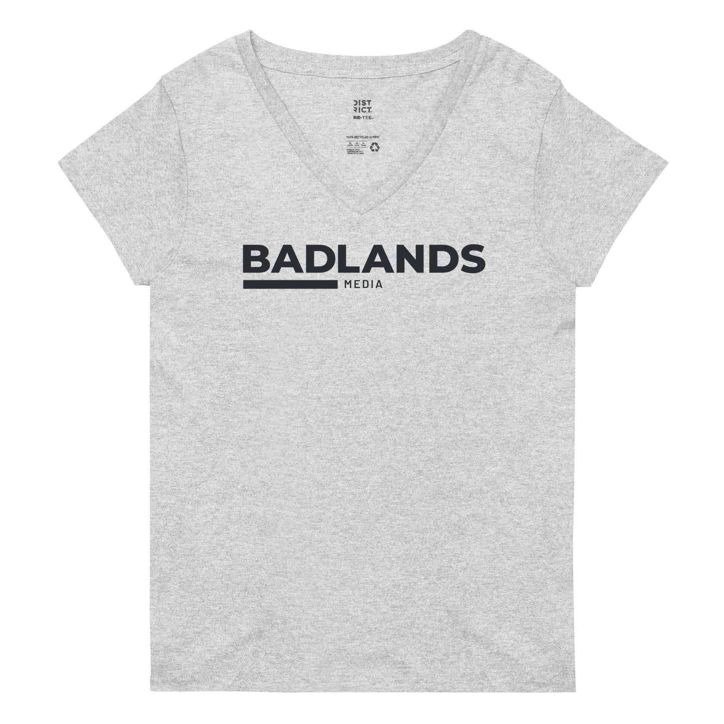 Badlands Women’s Recycled V-Neck T-Shirt (black logo)