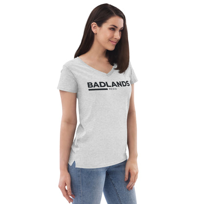 Badlands Women’s Recycled V-Neck T-Shirt (black logo)