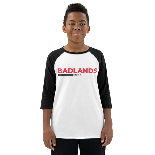 Badlands Kids Unisex Baseball Shirt (red/blk logo)