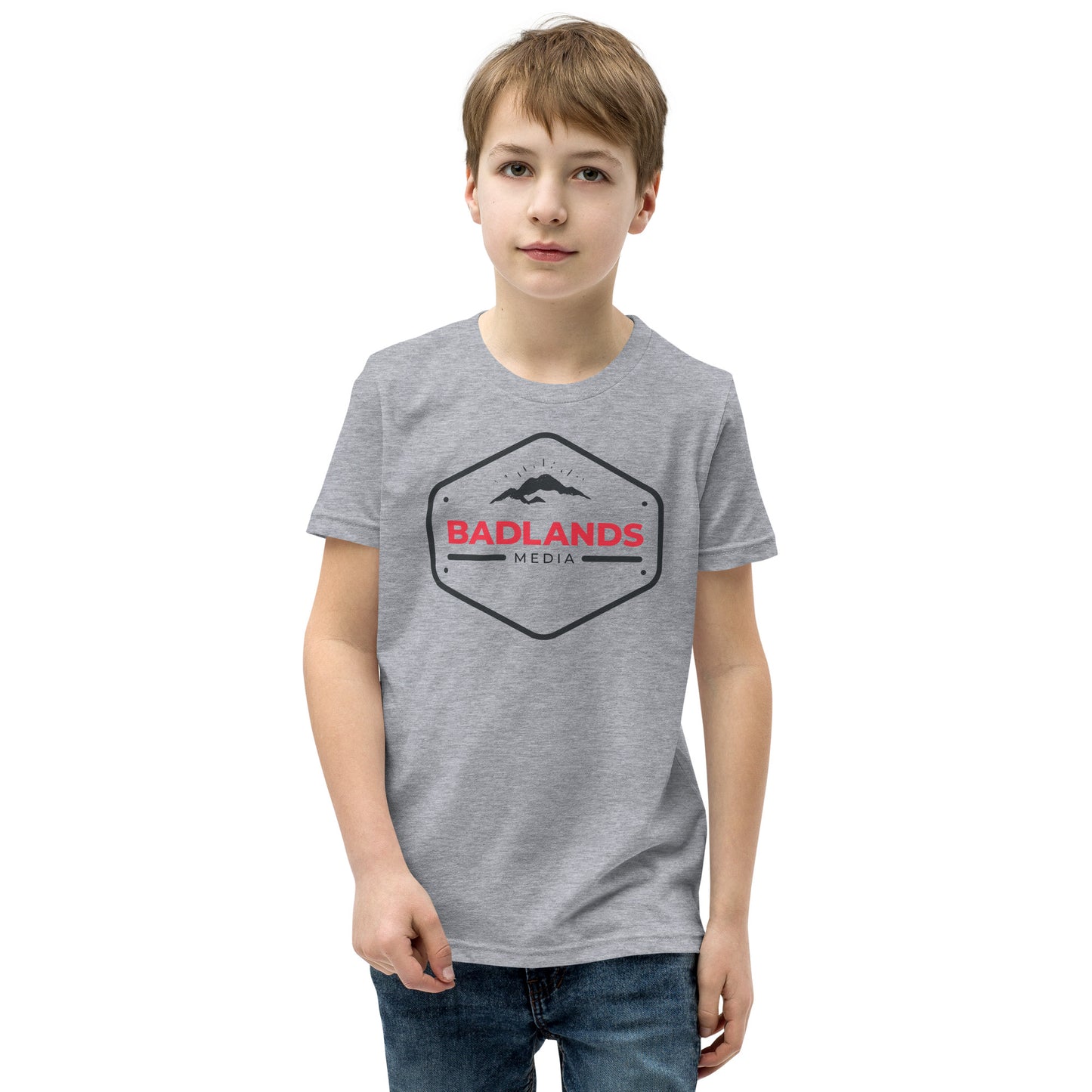 Badlands Kids Unisex Short Sleeve T-Shirt (red/blk logo)